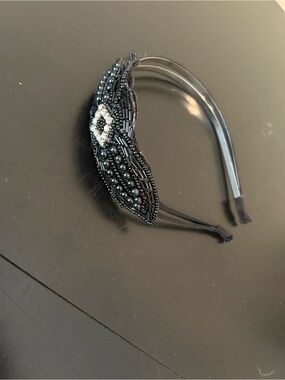 Beaded Black Crystal Accent Headband